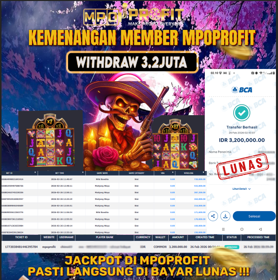 MPOPROFIT JACKPOT SLOT PGSOFT! KEMENANGAN MURNI DI (WILD BANDITO TOTAL 3.200.000,- LUNAS)